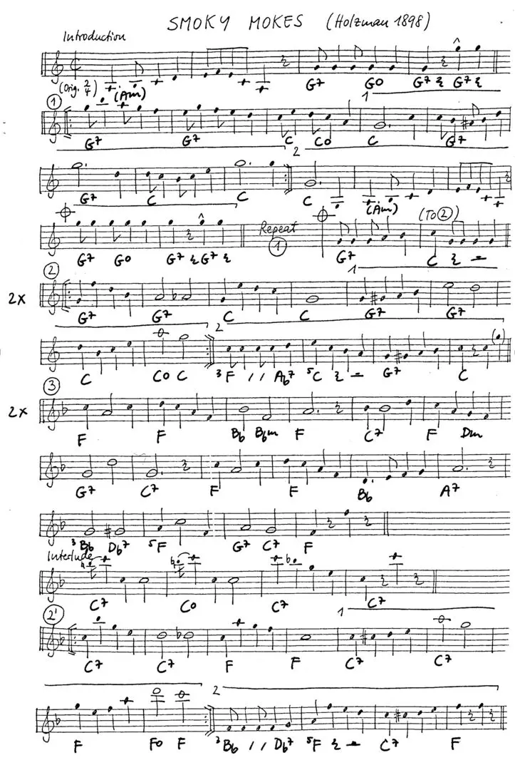 smoky mokes free jazz leadsheet - Courtesy of the Jungle Jazz Band